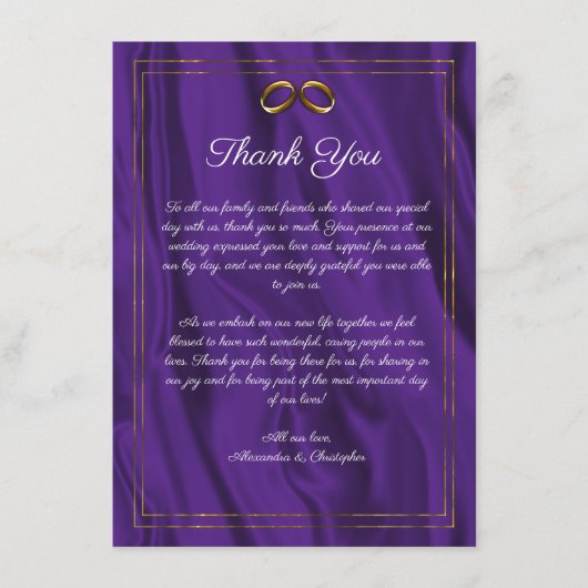 パープルエレガンス結婚ズリングや輪サンキュー エンクロージャーカード (正面)