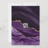 パープルエレガントおよび金ゴールドア結婚ガートのQRコード 招待状 (裏面)