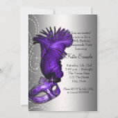 パープルエレガントとグレーの仮装パーティー 招待状 (裏面)