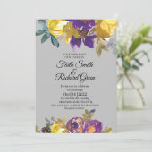 パープルエレガントとグレーの秋の結婚式招待状 招待状 (スタンド正面)