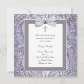 パープルエレガントとグレーの《キリスト教》洗礼式や命名式招待状 招待状 (裏面)