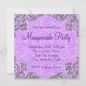 パープルエレガントとピンクの仮装パーティー 招待状 (裏面)