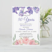 パープルエレガントとピンクローズマザー誕生日 招待状 (スタンド正面)