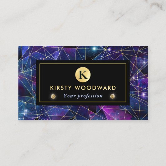 パープルエレガントとブルーミッドナイトクリスタル銀河系 名刺 (正面)