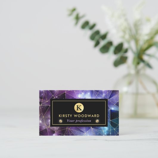 パープルエレガントとブルーミッドナイトクリスタル銀河系 名刺 (スタンド正面)