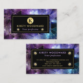 パープルエレガントとブルーミッドナイトクリスタル銀河系 名刺 (正面/裏面)
