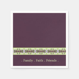 パープルエレガントとマウーブのフローラ スタンダードカクテルナプキン