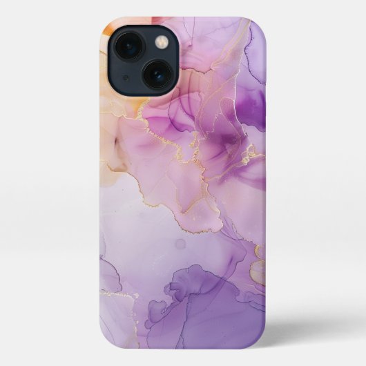 パープルエレガントと金ゴールドのガーリーアートフォンケース iPhoneケース (裏面)