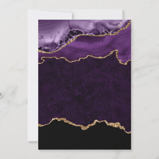 パープルエレガントと金ゴールドの大理石瑪瑙の卒業 招待状 (裏面)