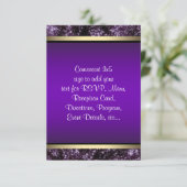 パープルエレガントと金ゴールドのRSVP 出欠カード (スタンド正面)