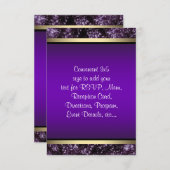 パープルエレガントと金ゴールドのRSVP 出欠カード (正面/裏面)