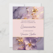 パープルエレガントと金ゴールドキンセアニラ招待状 招待状 (正面)