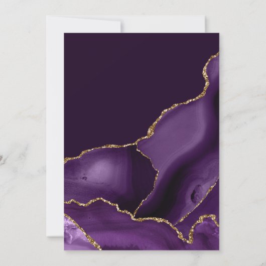 パープルエレガントと金ゴールドグリッターアゲートスウィート16 招待状 (裏面)