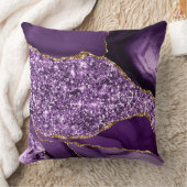 パープルエレガントと金ゴールドグリッター海アゲート クッション (ブランケット)