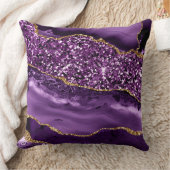 パープルエレガントと金ゴールドグリッター海アゲート クッション (ブランケット)
