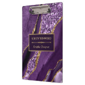 パープルエレガントと金ゴールドグリッター海アゲート クリップボード (左)