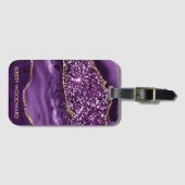 パープルエレガントと金ゴールドグリッター海アゲート ラゲッジタグ (正面横)