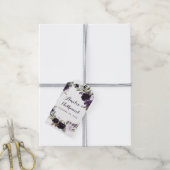 パープルエレガントと金ゴールドグリーンフローラ結婚式の引き出物 ギフトタグ (より糸付き)