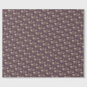 パープルエレガントと金ゴールドホリーベリーのクリスマス ラッピングペーパー (フラット)