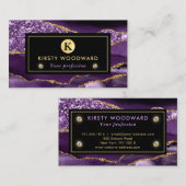パープルエレガントと金ゴールド海グリッターアゲート 名刺 (正面/裏面)