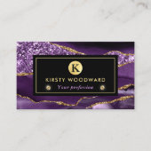 パープルエレガントと金ゴールド海グリッターアゲート 名刺 (正面)