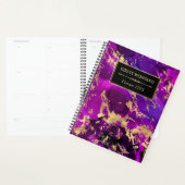 パープルエレガントと金ゴールド銀河系マーブルモノグラム プランナー手帳 (ディスプレー)