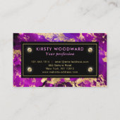パープルエレガントと金ゴールド銀河系大理石 名刺 (裏面)