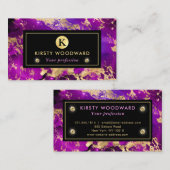 パープルエレガントと金ゴールド銀河系大理石 名刺 (正面/裏面)