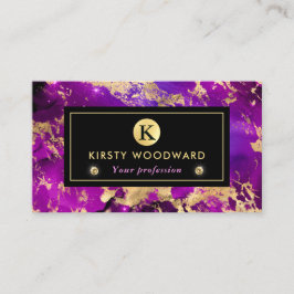 パープルエレガントと金ゴールド銀河系大理石 名刺