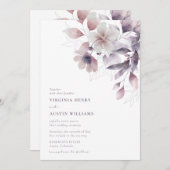 パープルエレガントな結婚式 招待状 (正面/裏面)