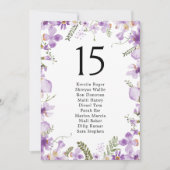 パープルエレガントの結婚テーブル座席表カード (正面)