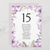 パープルエレガントの結婚テーブル座席表カード (正面/裏面)