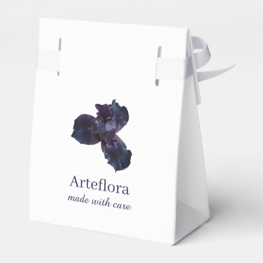 パープルエレガントアイリスフラワーフローリストブランディング フェイバーボックス (裏面サイド)