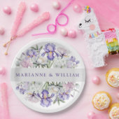 パープルエレガントアイリスロマンフローラ結婚ズ ペーパープレート (パーティー)
