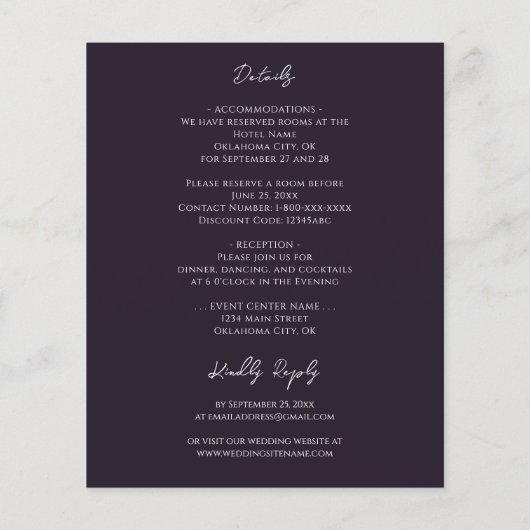 パープルエレガントアゲート結婚予算の合計 (裏面)