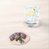 パープルエレガントアジサイ花紙コースター ラウンドペーパーコースター (インサイチュ)