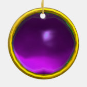 パープルエレガントアメジストの孔雀 セラミックオーナメント (裏面)