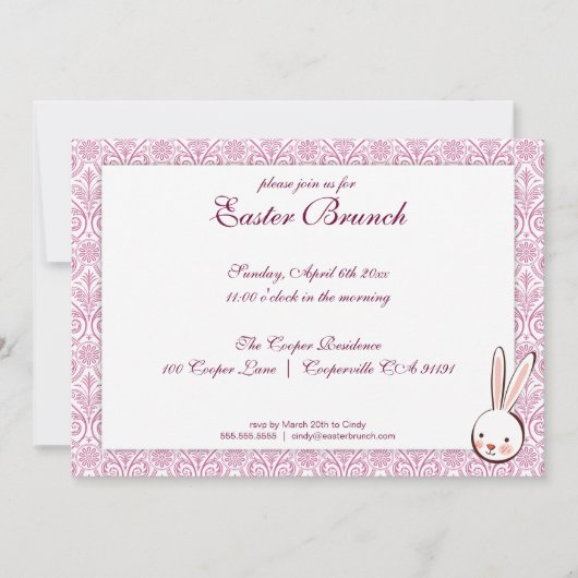 パープルエレガントイースターブランチ招待状 招待状 (正面)