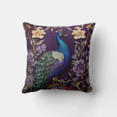 パープルエレガントウィリアム・モリスの孔雀インスパイア クッション (裏面)