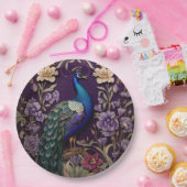 パープルエレガントウィリアム・モリスの孔雀インスパイア ペーパープレート (パーティー)