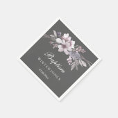 パープルエレガントウィンターグレーフローラバプテスマ スタンダードカクテルナプキン (角)