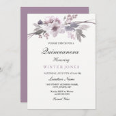 パープルエレガントウィンターフローラキンセアニェラ招待状 招待状 (正面/裏面)