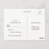 パープルエレガントウィンターフローラ婚約パーティRSVP ポストカード (裏面)