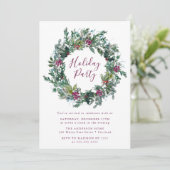 パープルエレガントウィンターベリーリースホリデーパーティー 招待状 (スタンド正面)