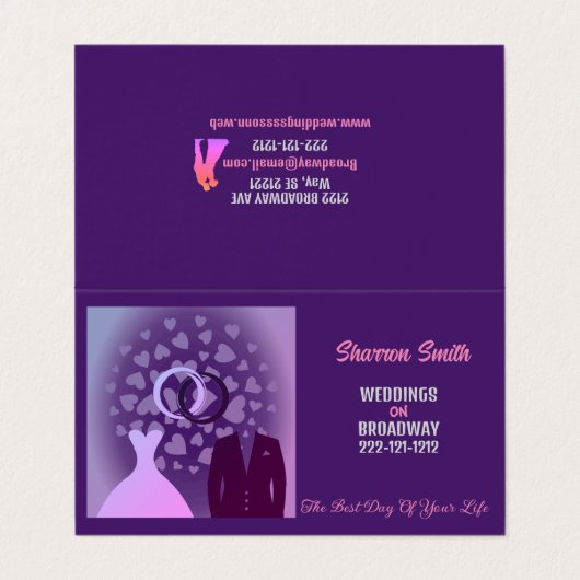 パープルエレガントウエディングパーティープランナー 名刺 (外部フラット)