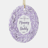 パープルエレガントウォーターの色1番目のクリスマスを親として セラミックオーナメント (右)