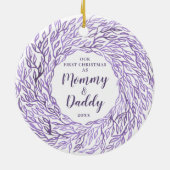 パープルエレガントウォーターの色1番目のクリスマスを親として セラミックオーナメント (裏面)