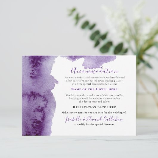 パープルエレガントウォーターカラーウォッシュアコモデーション エンクロージャーカード (スタンド正面)