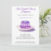 パープルエレガントウォーターカラーケーキ誕生日招待状 招待状 (スタンド正面)