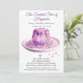パープルエレガントウォーターカラーケーキ誕生日招待状 招待状 (スタンド正面)